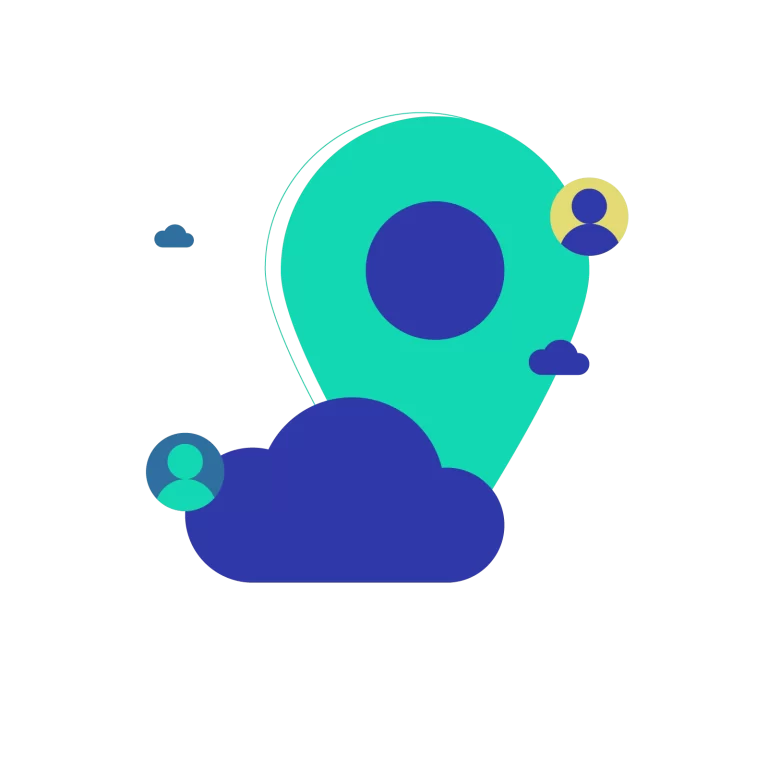Cloud Storage Location Tag and Remote User Access Concept Vector Illustration