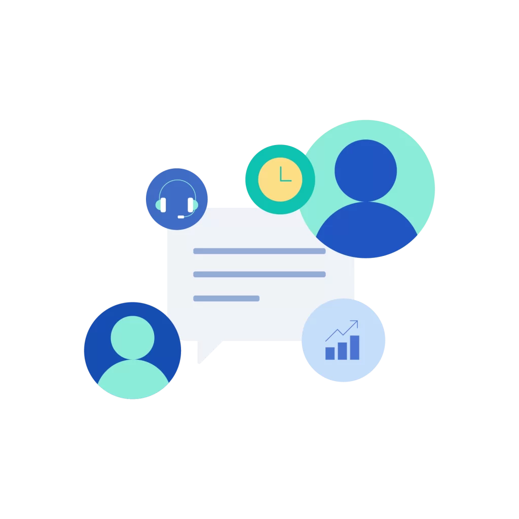 Customer Support and Business Growth Concept Vector with User Avatars and Chat
