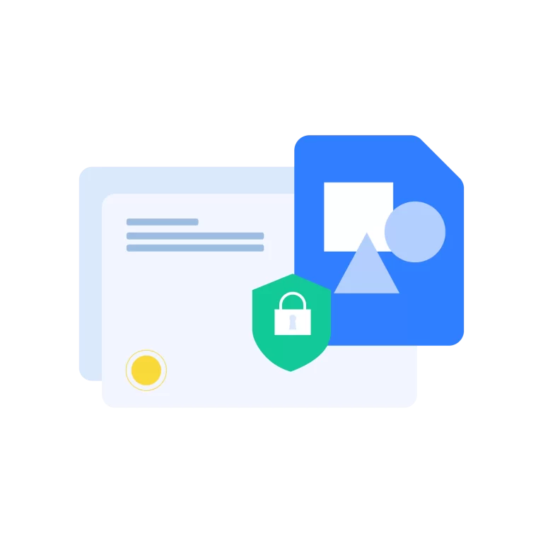 Secure Document and File Data Protection Concept Vector Illustration with Security Shield