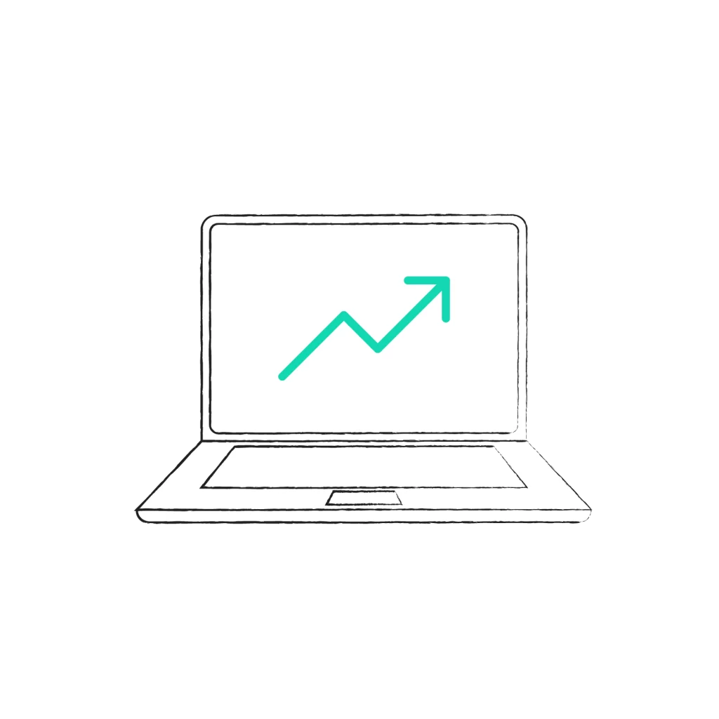 Laptop Displaying Growth Chart and Business Analytics