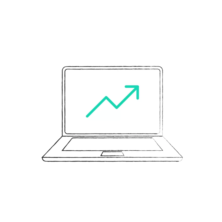 Laptop Displaying Growth Chart and Business Analytics